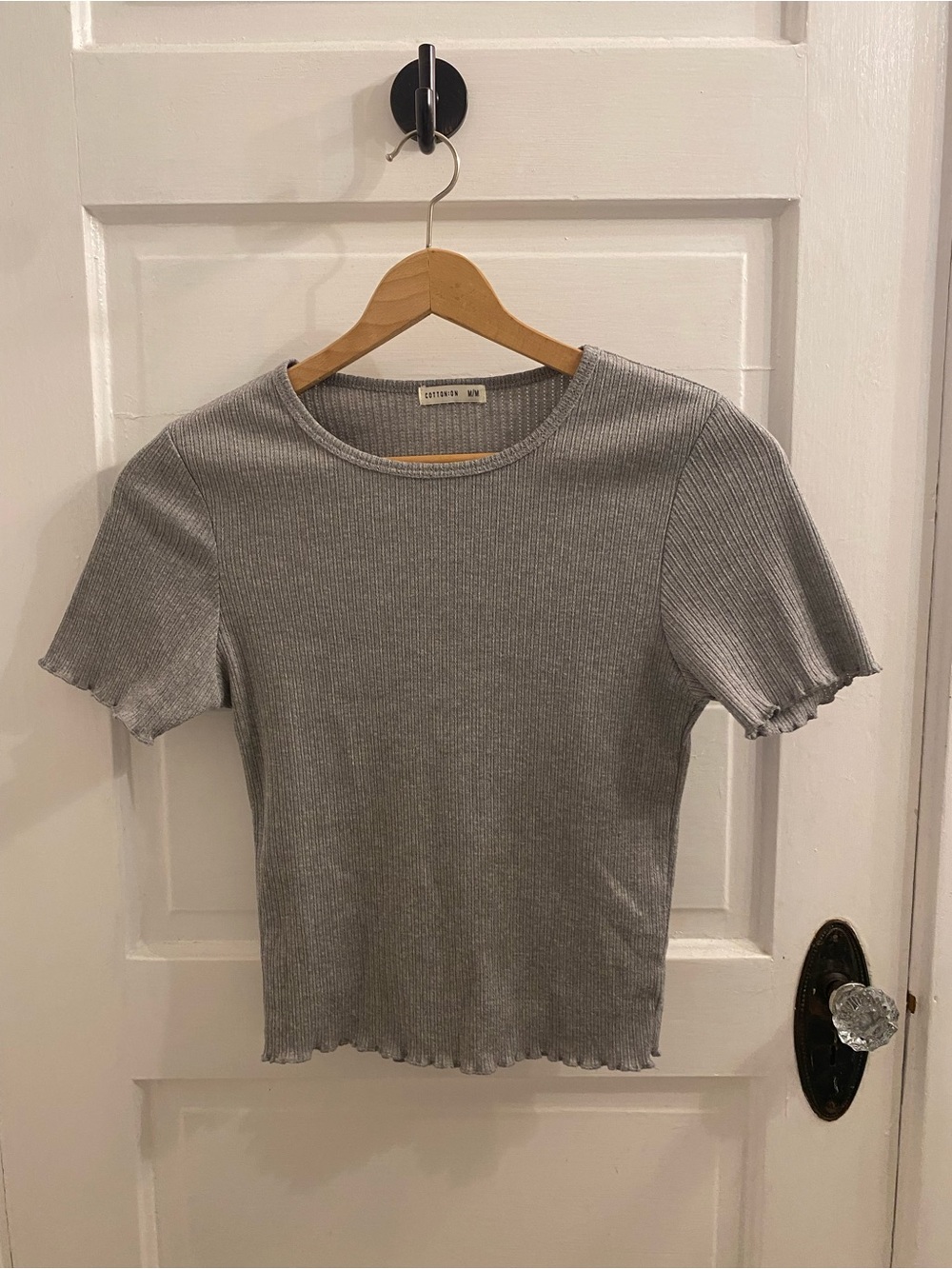 Cotton on Gray Ribbed Ruffle Short-Sleeve Tee
